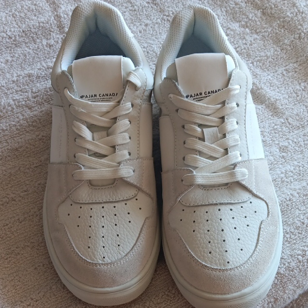 Classic White Leather Sneakers with Perforated Details